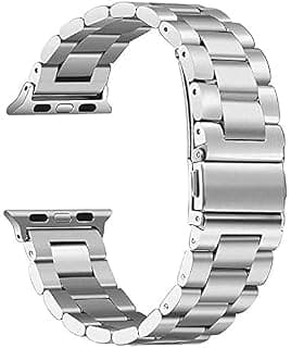 سوار ساعة معدني لـ ابل iWatch سيريس 1-11 الترا 1-3 مقاس 42مم 44مم 45مم 46مم 49مم، ستانلس ستيل متين - فضي