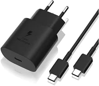 شاحن 25 وات مع كابل Type C إلى Type C - أسود