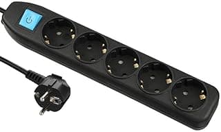 Power Lock i-lock 5 outlet with 16 amp switch, black