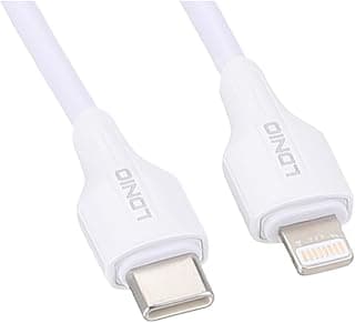 كابل بيانات للشحن السريع لايتنينج الى USB-C من لدنيو LC122I، طول 2 متر، طاقة قصوى 30 وات - ابيض