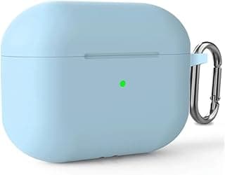 جراب متوافق مع AirPods Pro 3، جراب سيليكون واقي ومقاوم للصدمات للجيل الثالث [2025] (يدعم الشحن اللاسلكي) (أزرق فاتح)