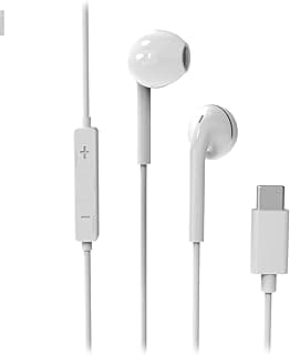سماعة أذن USB C، سماعات ستيريو HiFi بمنفذ Type C مع ميكروفون وتحكم في الصوت متوافقة مع iPhone 15