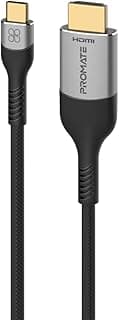 كابل من النوع سي إلى HDMI بروميت ممتاز نوع ثاندربولت 4 AV بسرعة نقل 48Gbps وعمر افتراضي أكثر 10000 انحناء وسلك مضفر بالنايلون للاجهزة التي تدعم USB موديل ميديا كورد-8K لحاسوب شخصي
