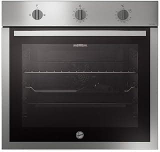HOOVER Built-In Oven Gas 60 x 60 cm - 70 Liter Full Safety, Convection Fan, Cooling Fan, Stainless Steel x Black (Italy) HOU611G6-EGY