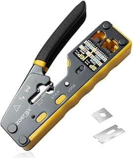 Multifunctional RJ45 Crimping Tool, Modular Data Cable Clip, Suitable for RJ11/RJ12 Connector, Passthrough Connector, Mini Rubber Pliers, Ethernet Cable Wire Signal, Carbon Steel Wire Signal
