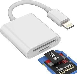 SD Card Reader for iPhone, with Dual Slot for SD/TF Card Plug and Play Trail Game Camera SD Card Viewer Lightning to MicroSD Card Camera Adapter for iPad Sold by Quality Valley