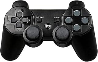 ذراع تحكم لاسلكي BLUELAKE بأداء عالٍ مع اهتزاز مزدوج لـ PS3 مع كابل شحن (أسود)