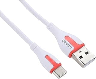 كابل بيانات وشحن سريع للموبايل من النوع سي الى USB A بلون ابيض لدنيو Ls572 هاتف ذكي محول الشحن