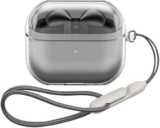 جراب سيليكون شفاف ECO، متوافق مع سامسونج Galaxy Buds 3 Pro، جراب TPU شفاف مع حبل تعليق
