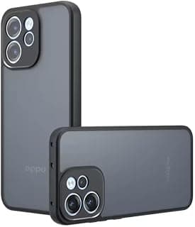 جراب موبايل متوافق مع Oppo Reno 15 Pro 5G عالمي مضاد للصدمات ظهر صلب PC وإطار TPU ناعم مطفي لون أسود نحيف