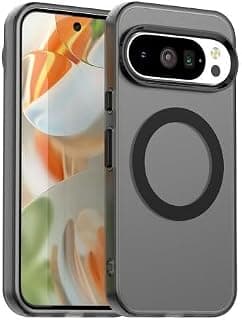 جراب (متوافق مع Google Pixel 10/10 Pro) شحن مغناطيسي، جراب رفيع جداً مضاد للصدمات من PC صلب وسيليكون TPU ناعم (أسود)