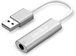 USB Sound Card USB to 3.5mm Jack Audio Adapter USB External Stereo Sound Adapter Splitter Converter for Windows and Mac, Linux, Compatible with PS4, Headset, Laptop