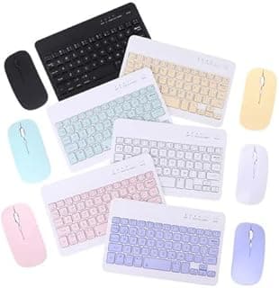 Ultra-Slim Small Bluetooth Keyboard and Mouse Combo Portable Rechargeable Wireless Keyboard Portable Rechargeable -. (Arabic/Eng. Key) Mini Wireless - 150 Hour (Assorted Color) -