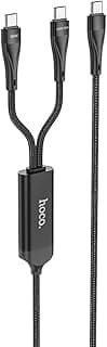 U102-2-in-1 Super Fast Charging And Data Transmittion Cable (3A - 100W - 1.5M) - Type-C To Type-C/Type-C Plug For Samsung Huawei Xiaomi Oppo - Black