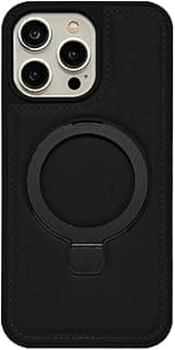 V Volt - حافظة جلدية مغناطيسية، متوافقه مع Iphone 14 Pro Max ، حامل حلقي مدمج، مقاومة للصدمات، تصميم أنيق، ملمس فاخر، مقاومة للخدوش، متوافقة مع الشحن اللاسلكي (أسود)