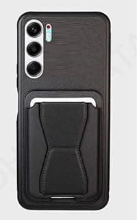 جراب حماية لموبايل TECNO CAMON 40 PRO، مزود بستراب مغناطيسي متعدد الوظائف بتصميم عمودي وأفقي، نمط رفيع ولطيف من السيليكون مع مسند حماية للموبايل(أسود)