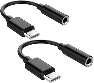 محول دونجل رقمي USB نوع C إلى مقبس سماعة رأس أنثى Aux 3.5 ملم متوافق مع مختلف الموبايلات السمارت (لون أسود، 2 قطعة)