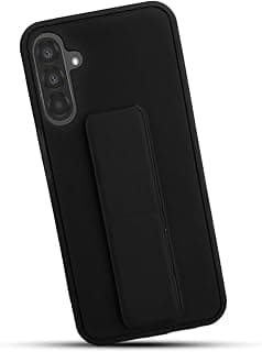 For Samsung Galaxy A56 Silicone Back Case with Leather Handle Wrist Strap,Kickstand Back Feature Landscape and Portrait, Magnetic Holder Compatible with Samsung Galaxy A56 (6.7") (Black)