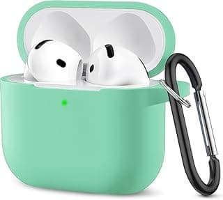 جراب سيليكون ناعم للحماية الكاملة مع ميدالية مدمجة متوافق مع Airpods 4 مقاوم للخدش والصدمات (أخضر فاتح)