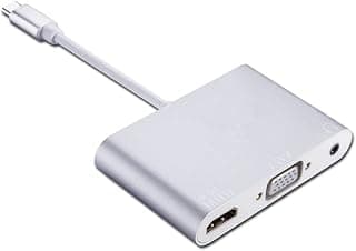 محول من منفذ من النوع سي الى HDMI بدقة 4K مع منفذ VGA للموبايلات واجهزة اللاب توب من كيندكس - طراز Kx 2447 - ابيض
