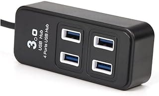 مشترك USB 3.0 موديل P-1901 عالي السرعة - 4 منافذ - دعم 1TB HDD - مع مؤشر LED أزرق للطاقة - لون أسود