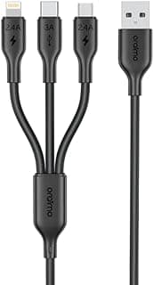 كابل بيانات 2 في 1 موديل OCD-118MCL - كابل شحن متعدد عالي السرعة بطول 1 متر مع موصلات Lightning و Micro-USB، شحن سريع 2.4A، متانة معززة - أسود