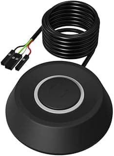 زر تشغيل خارجي للكمبيوتر المكتبي مع إضاءة LED (طول 1.8 متر، أسود)
