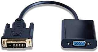 كيبل محول نشط DVI-D الى VGA من قطعتين - محول فيديو رقمي الى تناظري للشاشات واجهزة العرض | كيبل محول DVI VGA بمنفذ عرض ان ذا اكتف | هيكل متين | سهل الاستخدام