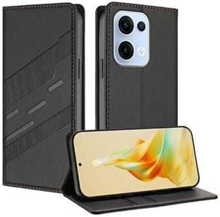 جراب oppo reno 13 حماية فيليب قابل للطي من الجلد الصناعي مقاوم للصدمات و مزود بحماية للكاميرا مع حامل بطاقات وكروت متوافق مع هاتف اوبو رينو 13 / oppo reno 13 5g cover (black)