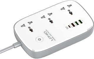 مشترك كهرباء ذكي SCW3451 واي فاي بـ 3 مخارج AC عالمية، 1 PD، 1 QC3.0 و 2 مخرج Auto ID - أبيض ورمادي