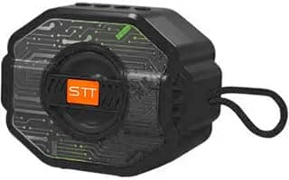 سماعة بلوتوث لاسلكية محمولة KM Technology STT-228 ميني 5W للأطفال والكبار، إضاءة RGB، USB، كارت ميموري TF، راديو FM - أسود