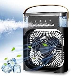 Portable Air Conditioner Fan, Mini Personal Evaporative Air Cooler with Oscillation/Humidifier/Timing Function, Desktop Fast Cooling Fan with LED Light for Room, Office, Camping