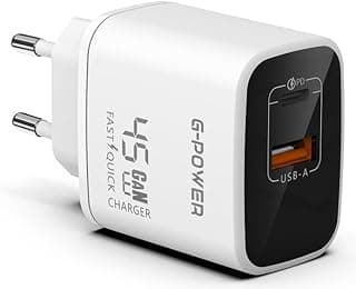 شاحن من جي باور بتقنية USB، متوافق مع ماك بوك برو وآيباد وآيفون وجالكسي وبيكسل، بمنفذين