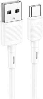 كابل فيكتوري للشحن ونقل البيانات X83 (3 أمبير - 1 متر)، قابس USB-A إلى USB-C متوافق مع سامسونج وهواوي وشاومي وأوبو - أبيض من هوكو