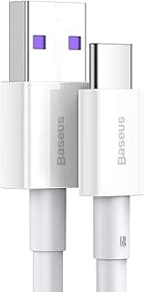 كابل 66 وات Superior Series من USB إلى USB-C لهواتف سامسونج جالاكسي S22 Ultra / S21 / S20 / Note 10 Plus / Note 9 / S10+ - بطول 1 متر - أبيض