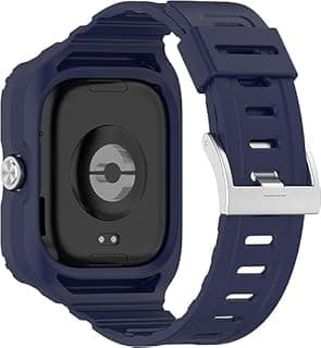 حزام ساعة V Volt مع جراب، سوار سيليكون بديل وجراب حماية سيليكون متوافق مع ساعة شاومي Redmi Watch 4 (كحلي)