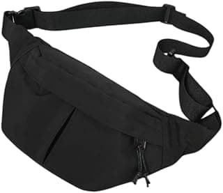 Unisex Medium Lightweight Travel Fanny waist cross bag (اسود)
