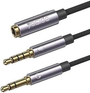 YAU29 محول سماعة رأس وميكروفون 3.5mm عدد 2 ذكر إلى 1 أنثى، كابل صوت Y Splitter | جودة عالية