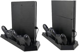 قاعدة شحن عمودية متوافقة مع PS4 / PS4 Slim مع شاحن لذراعين تحكم / مروحة تبريد قوية