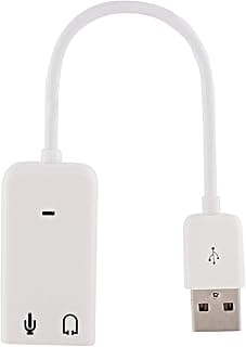 كرت صوت USB بقناة 7.1، محول صوت | USB إلى 2 جاك 3.5 مم | لتسجيل الصوت والاستماع على اللابتوب والكمبيوتر المكتبي