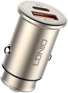 شاحن من لدنيو بتقنية USB، متوافق مع أجهزة يو إس بي وتايب سي، للسيارة مع كابل نوع سي