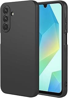 جراب سيليكون متوافق مع سامسونج Galaxy A17، غطاء مطاطي ناعم، مضاد للصدمات، ملمس مطفي وبطانة قماشية داخلية (أسود)