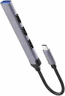موزع USB متعدد المنافذ 4 في 1، موديل DS-44U، ألومنيوم رمادي، سرعة 5Gbps