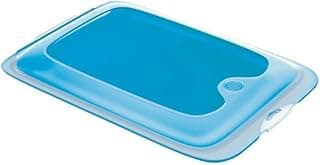Spanish Small Rectangular Deli Food Storage Container - Blue - BPA-Free, Airtight Refrigerator Organizer for Ham, Cheese, Sausages -