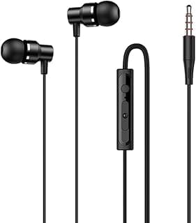 RIVERSONG Bass Pro Wired Earbuds in-Ear Headphones, Earphones with Microphone, with Anti-Tangle Cable, Metal Cavity Super Deep Bass, Compatible with iPhone, iPad, Laptop, MP3, & Android, Black