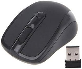 ماوس بصري لاسلكي محمول بمستقبل USB بتردد 2.4 جيجاهرتز للكمبيوتر واللابتوب - أسود