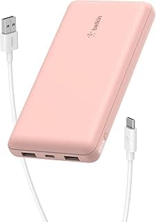 بلكن باور بانك بوست تشارج 10 كيه 15 واط USB-C مزدوج 12 وات USB نوع ايه لون ذهبي وردي