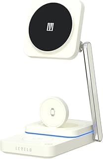 Aurora 3 In 1 Wireless Charger for Watch, earbuds and Mobile Phone, Elegant Design, Multipurpose Phone holder Stand - White