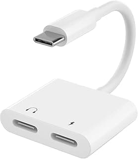محول USB C إلى Type C لسماعة الرأس والشحن، 2 في 1 Type C إلى C صوت وشحن سريع متوافق مع جميع هواتف Type C