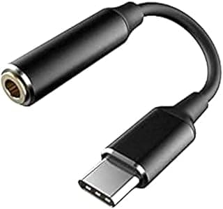 محول صوت USB نوع C إلى 3.5 ملم مع محول AUX مدمج لسماعة الرأس DAC للموبايلات وأجهزة التابلت واللاب توب (اسود)